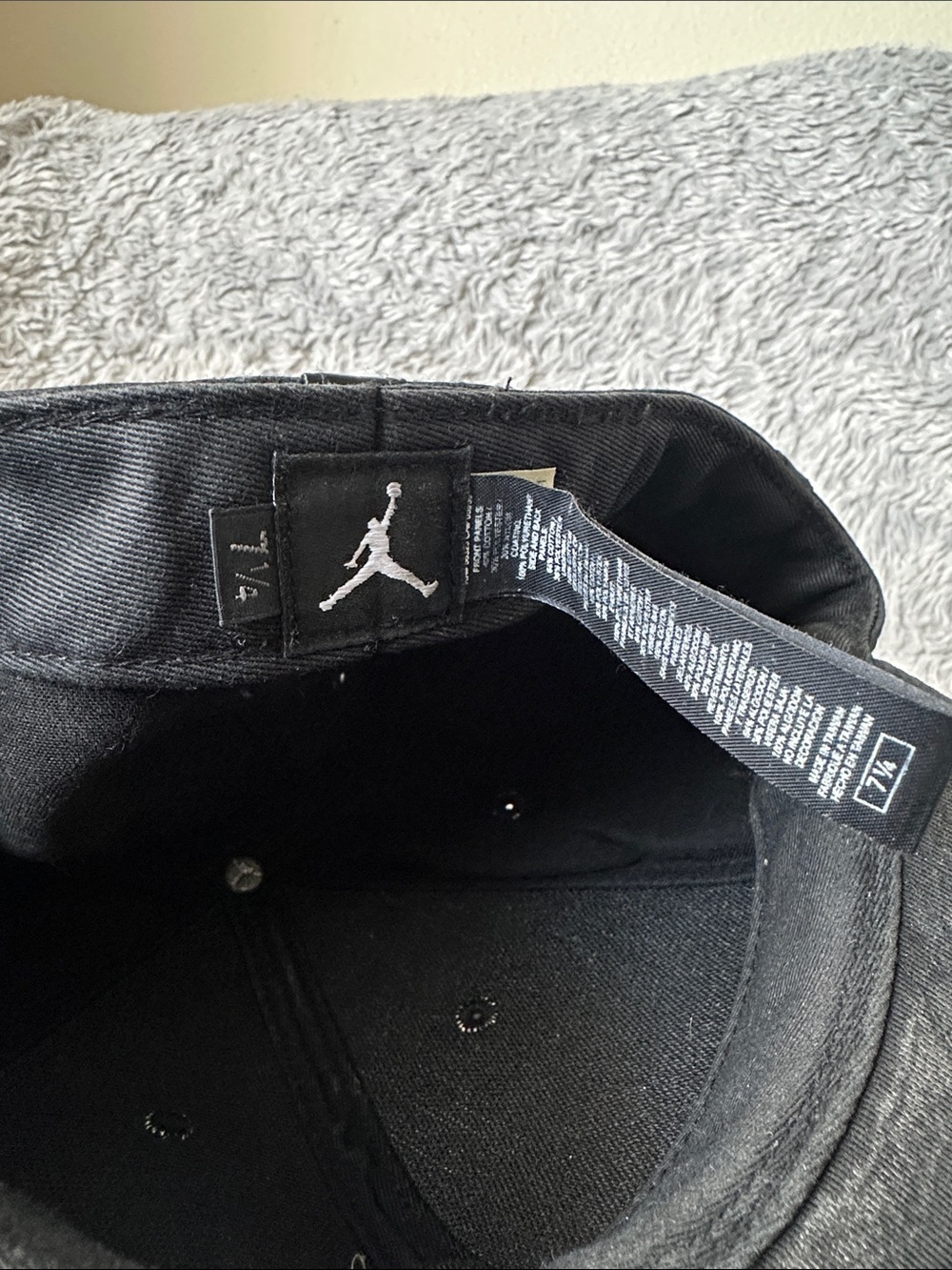 Jordan Black Textured Leather 7 1/4 fitted Hat with Gold Accent - Picture 8 of 10